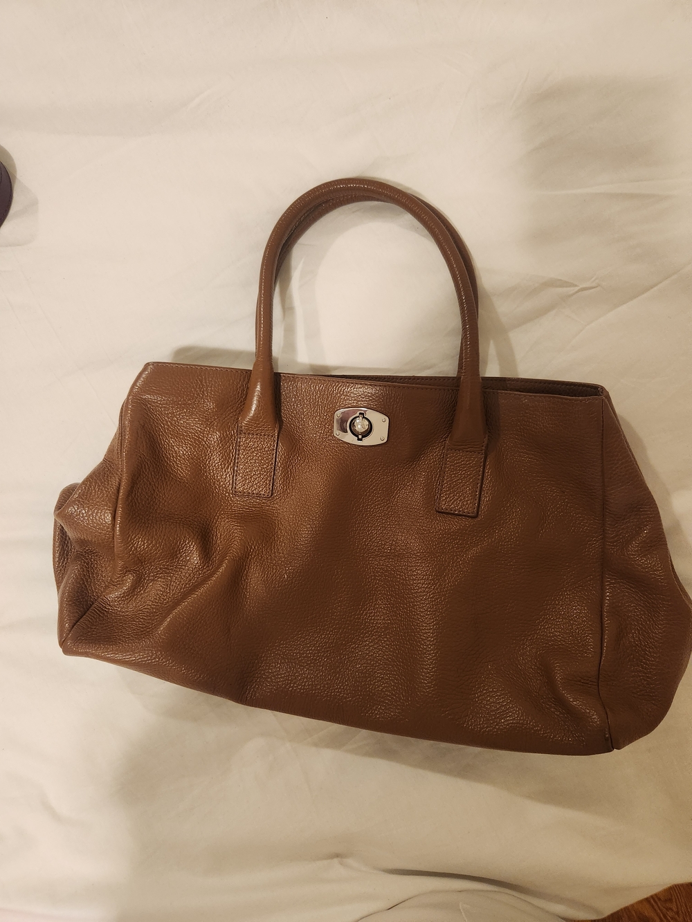 Furla Brown Pebbled Leather Top-Handle Tote